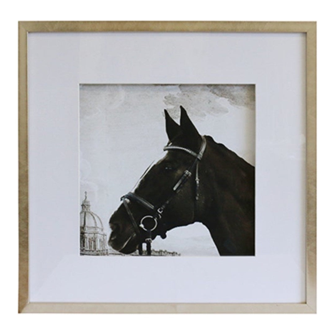 Nostalgic Stallion Print | 56cm | Black Horse-Suzie Anderson Home