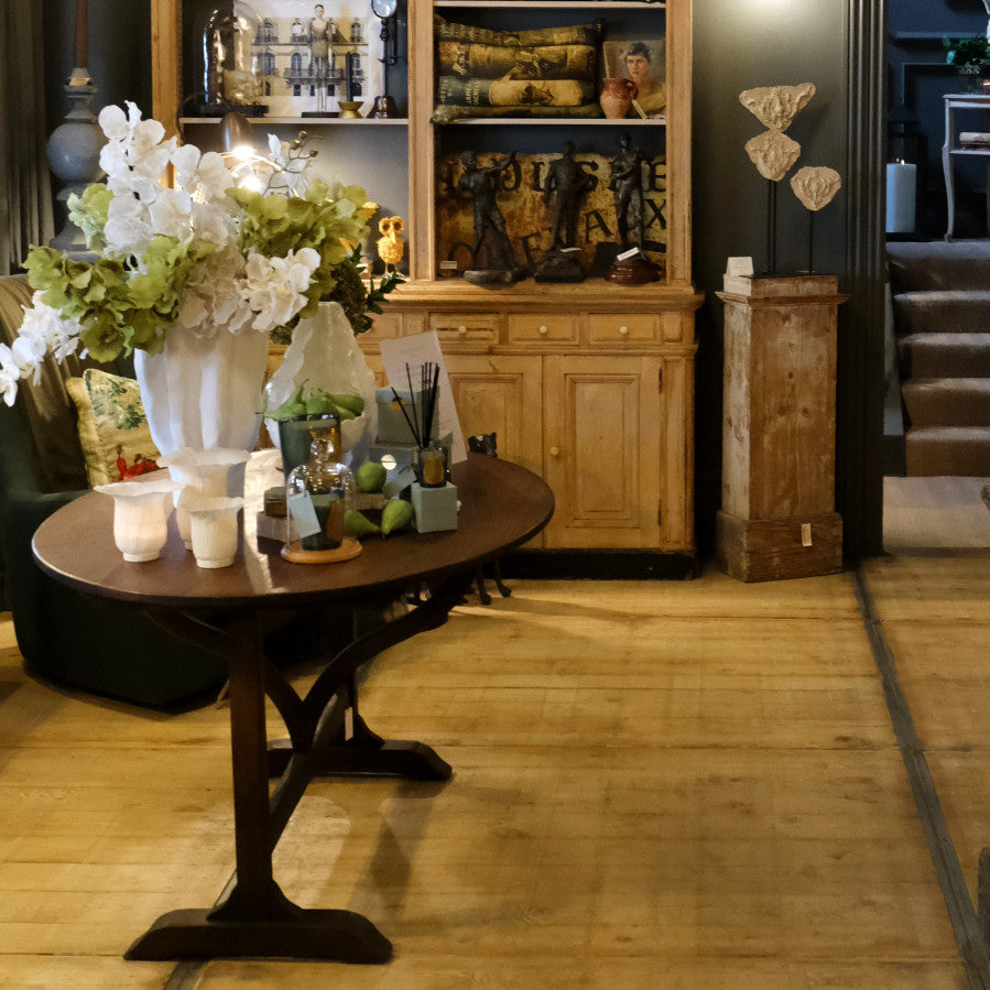 Antique French Oval Vigneron Table | 125cm L x 100cm W x 72cm H