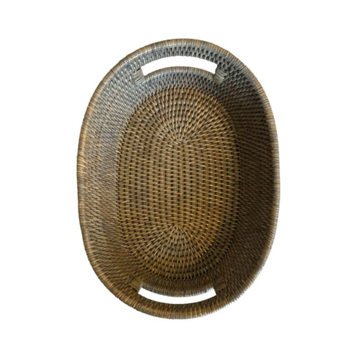 Small Oval Rattan Tray | Old Grey