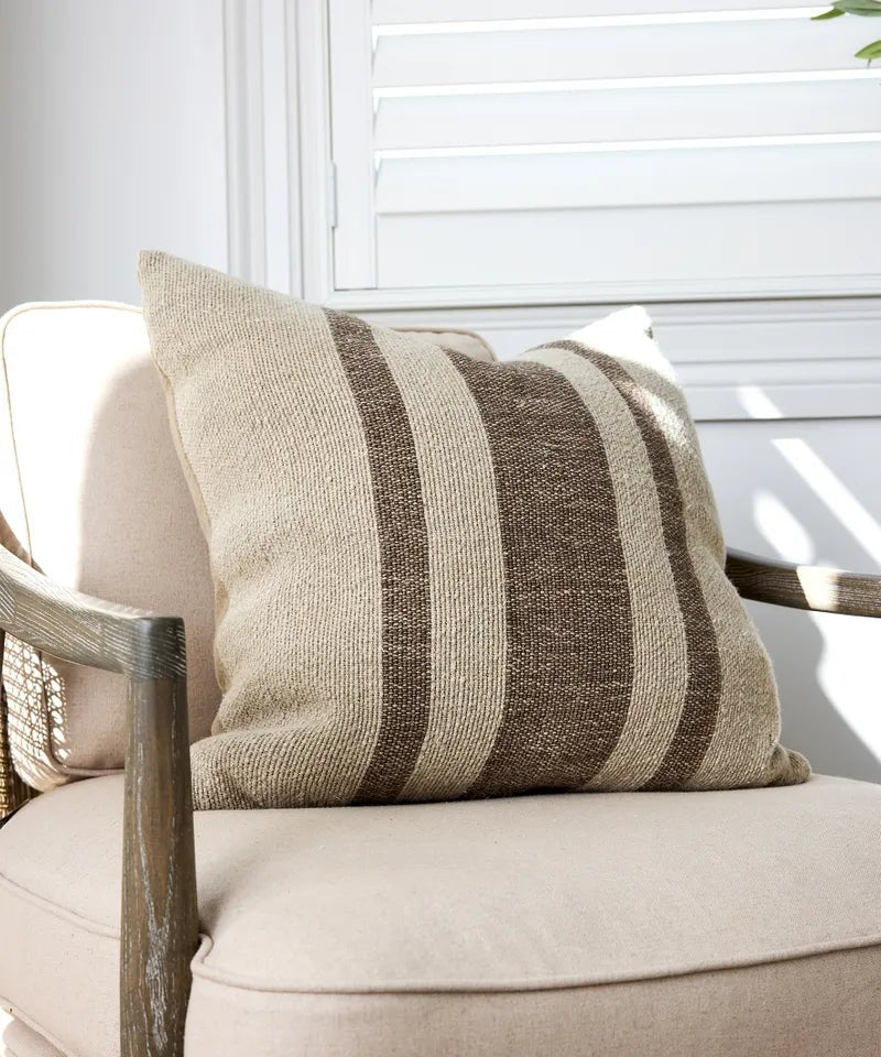 Olive Stripe Heavy Linen Cushion Cover | 55x55cm - Suzie Anderson Home