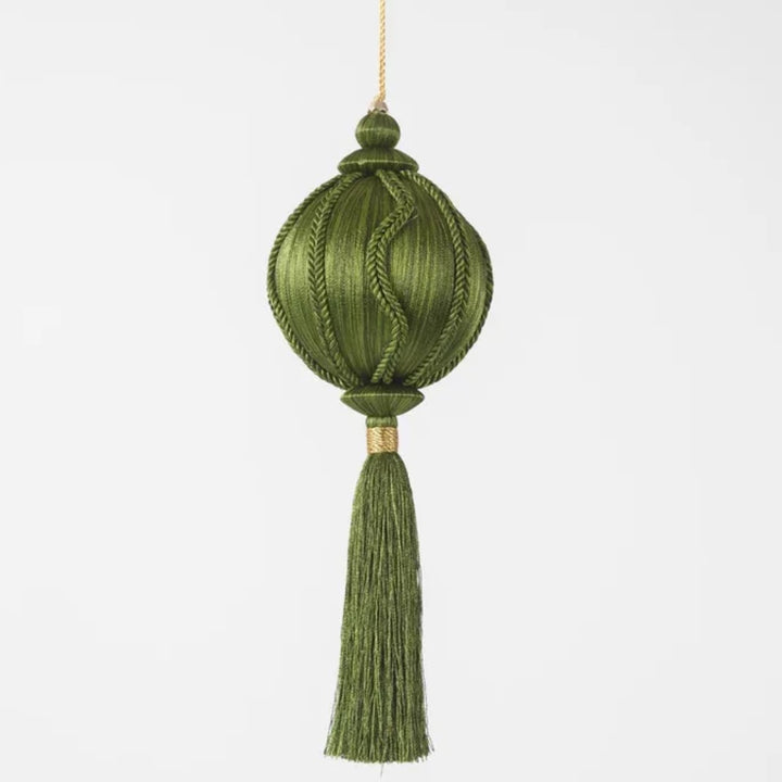 Silk Bauble with Tassel | Olive | 28cm