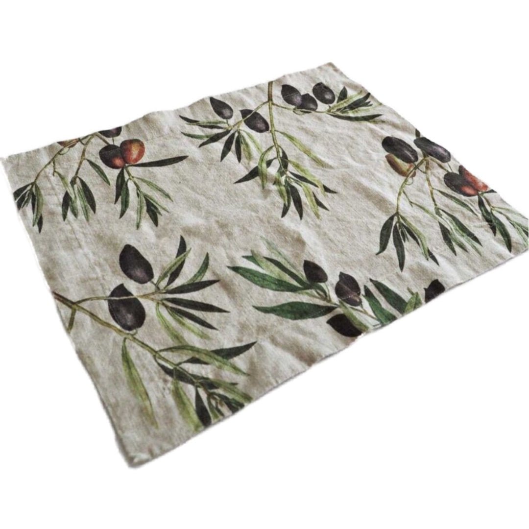 Olives 100% Linen Placemat | 35x48cm | Set of 2 (BOWRAL) - Suzie Anderson Home