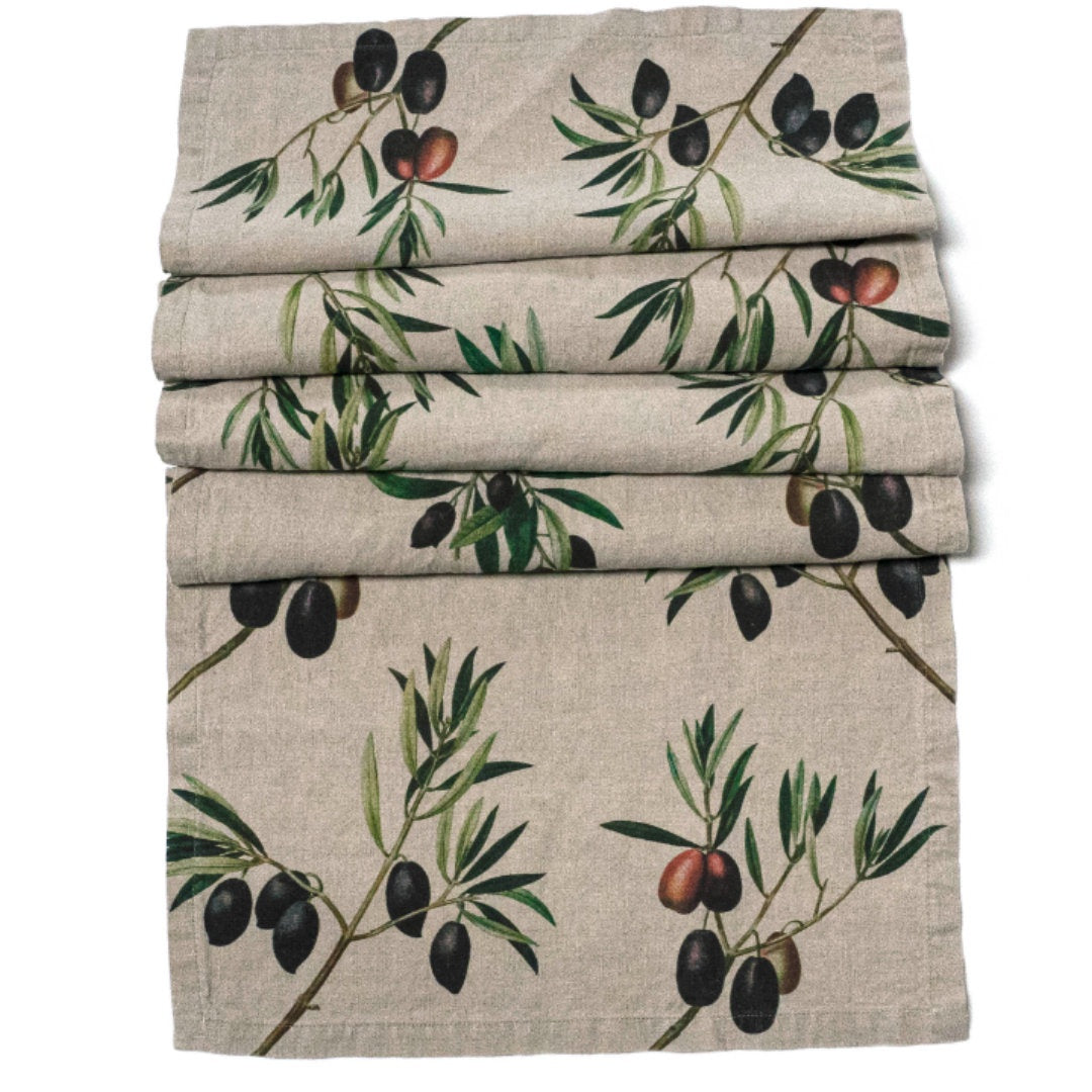 Olives | Linen Table Runner | 46x136cm