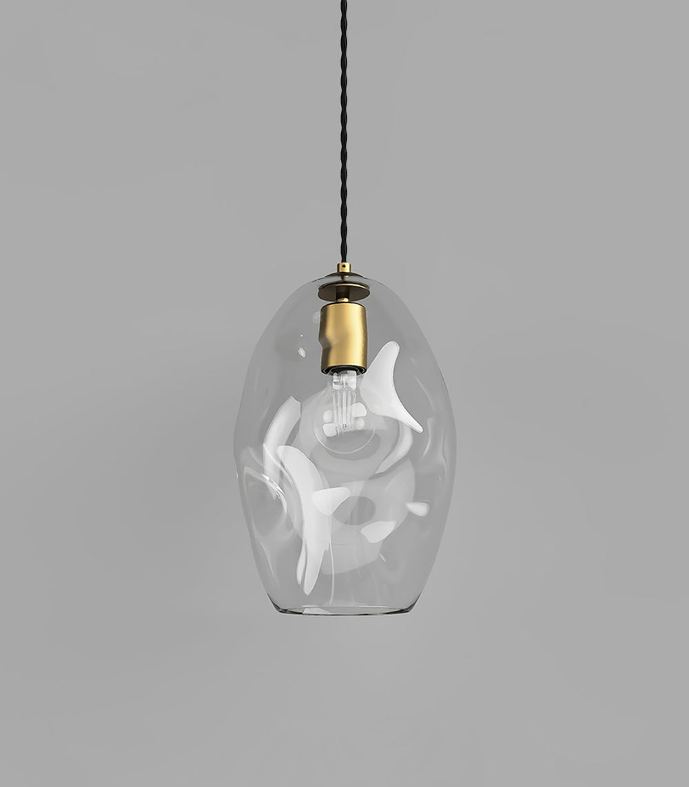 Organic Mouthblown Pendant | Large | Black Cord, Old Brass Suspension - Suzie Anderson Home