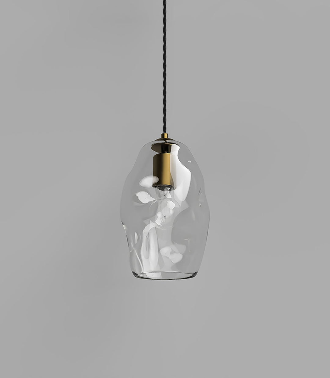 Organic Mouthblown Pendant | Medium | Black Cord, Old Brass Suspension - Suzie Anderson Home