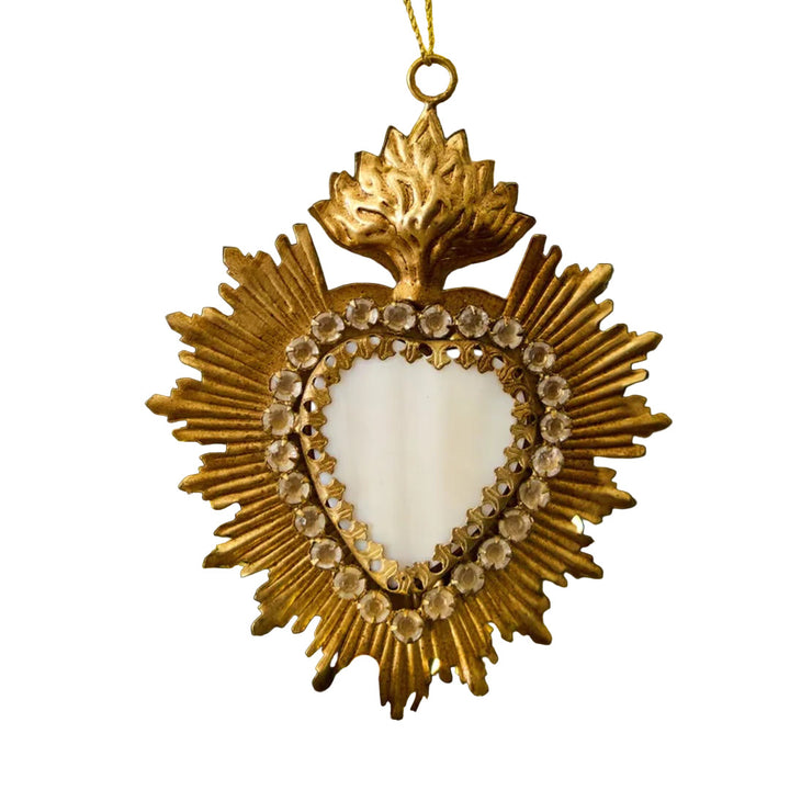 Hanging Jewelled Heart with Stone Ornament