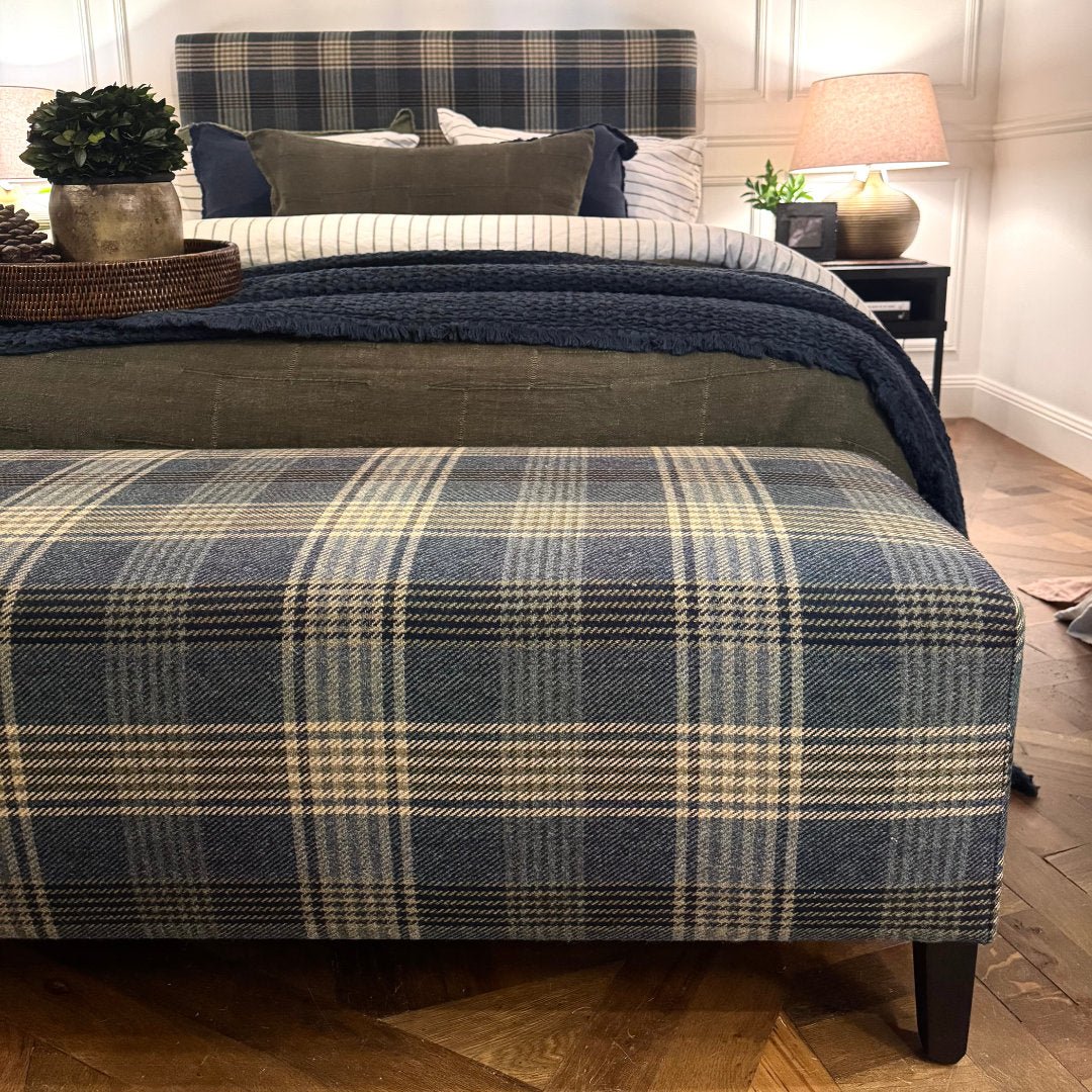 Ottoman | Elliott Clarke Braemar Blue | Timber Leg - Suzie Anderson Home