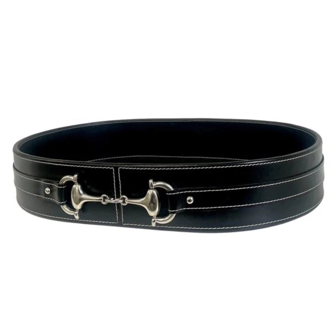 Oval Black Leather Buckle Tray - Suzie Anderson Home