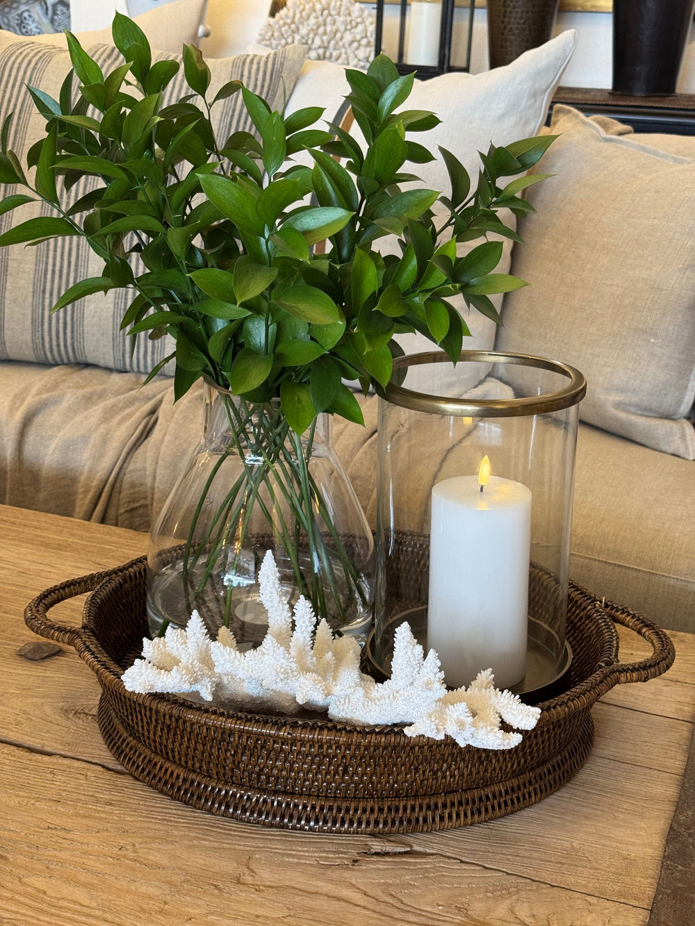 Oval Rattan Tray with Handles | Antique Brown - Suzie Anderson Home