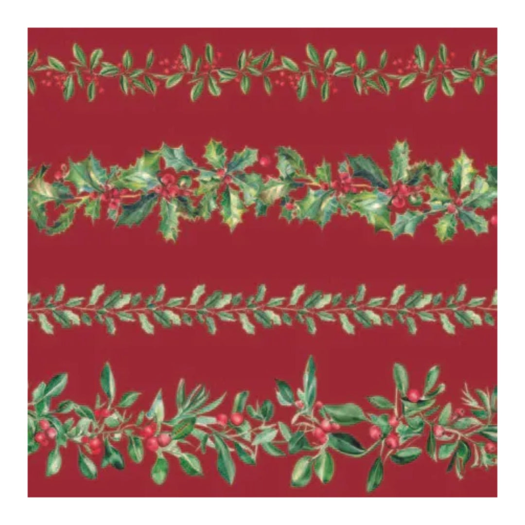 Luncheon Napkin Pk of 20 | Leaf Garland Red