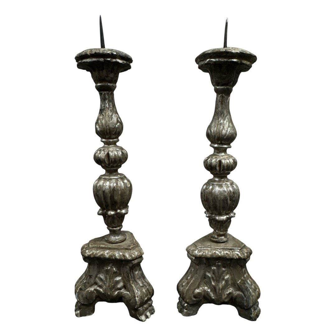 Pair of early Antique Italian Candlesticks | Circa 1720 - Suzie Anderson Home