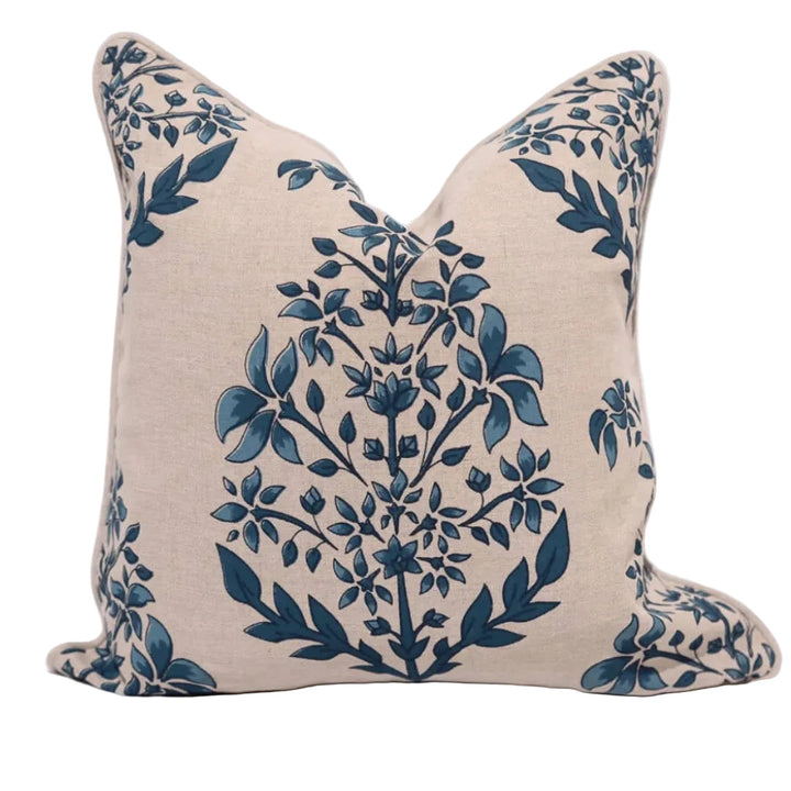 Devon Inner Paisley Print Blue Hand Screen Print Cushion Cover