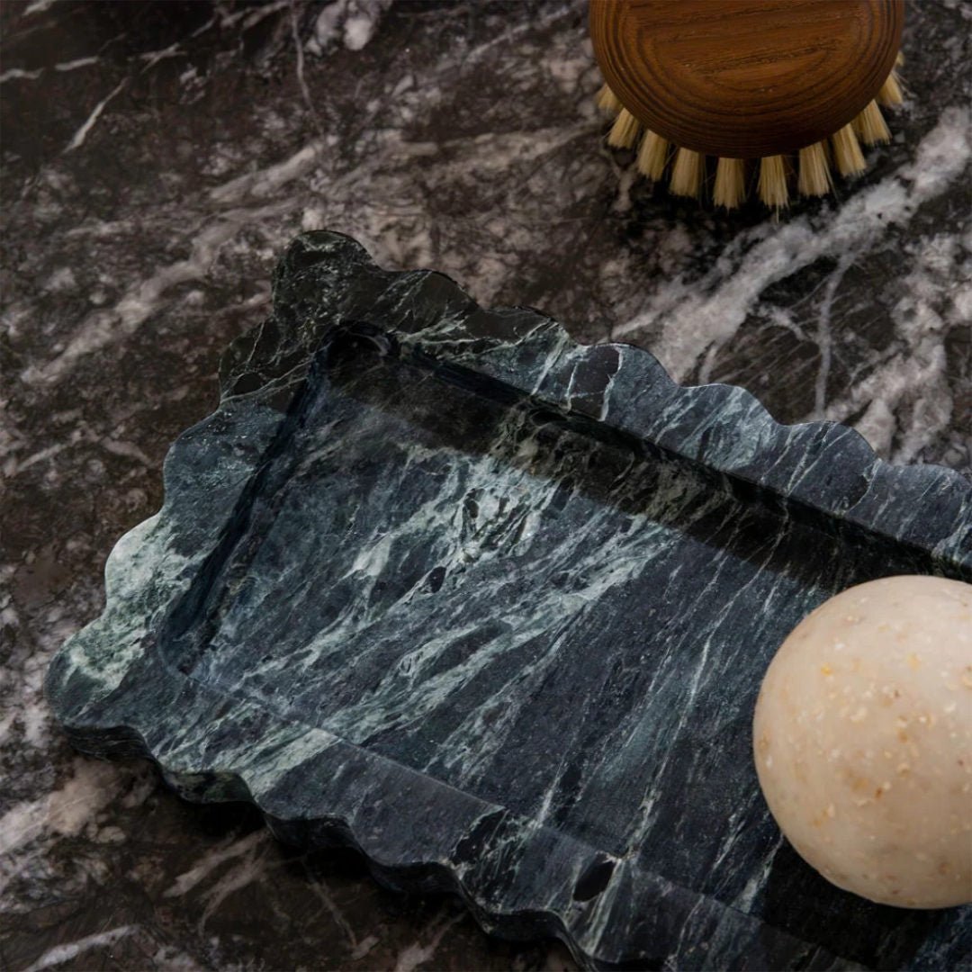 Palace Scalloped Marble Bar / Small Tray | Verdi Alpi - Suzie Anderson Home