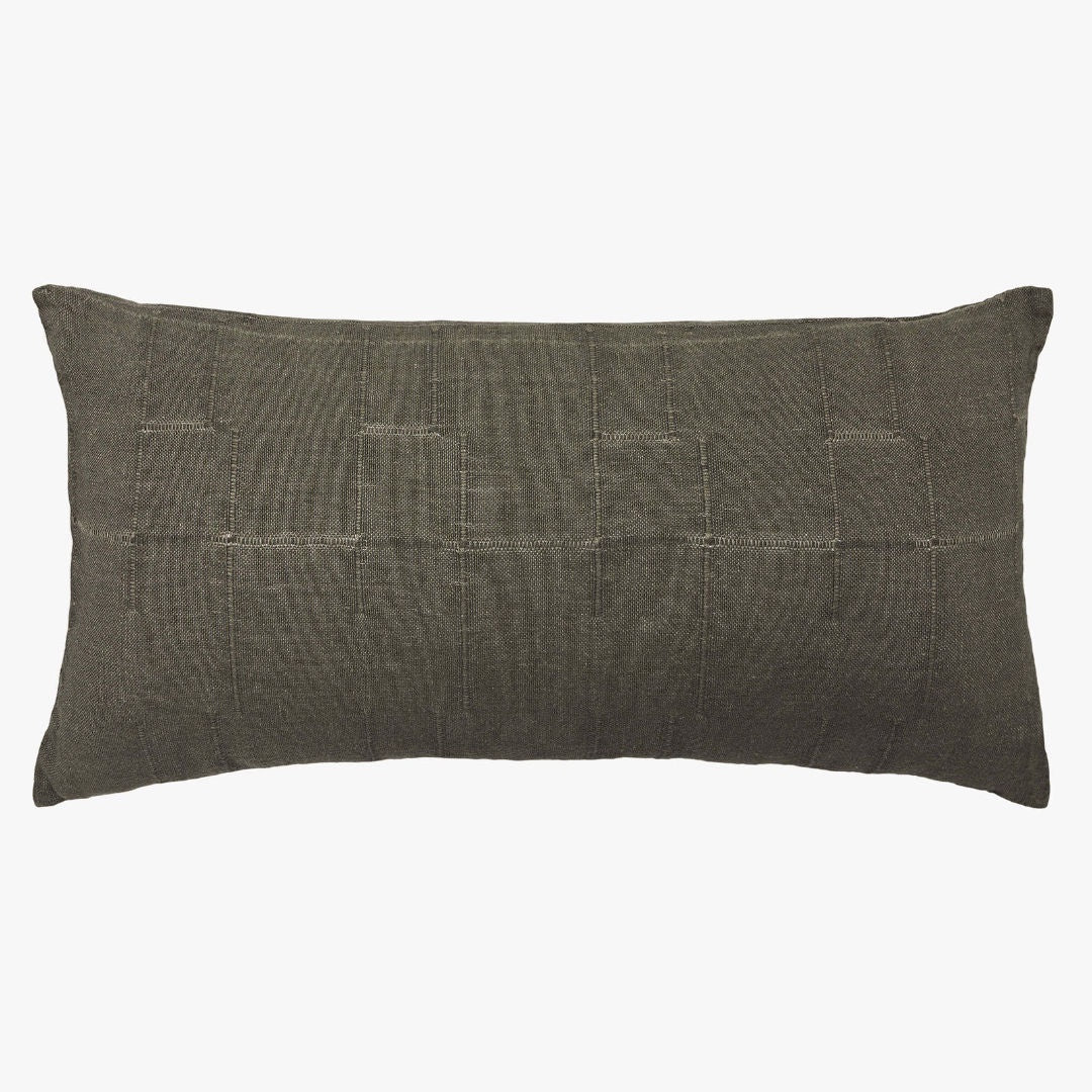 Palermo | French Linen Lumbar Cushion & Insert | Olive | 40 x 80cm - Suzie Anderson Home