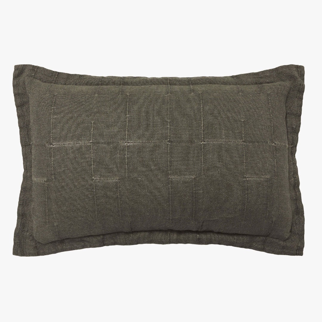 Palermo | French Linen Rectangle Cushion & Insert | Olive | 65 x 40cm - Suzie Anderson Home