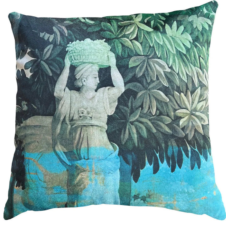 Woven Magic Tapestry Green with Statue | 55x55cm