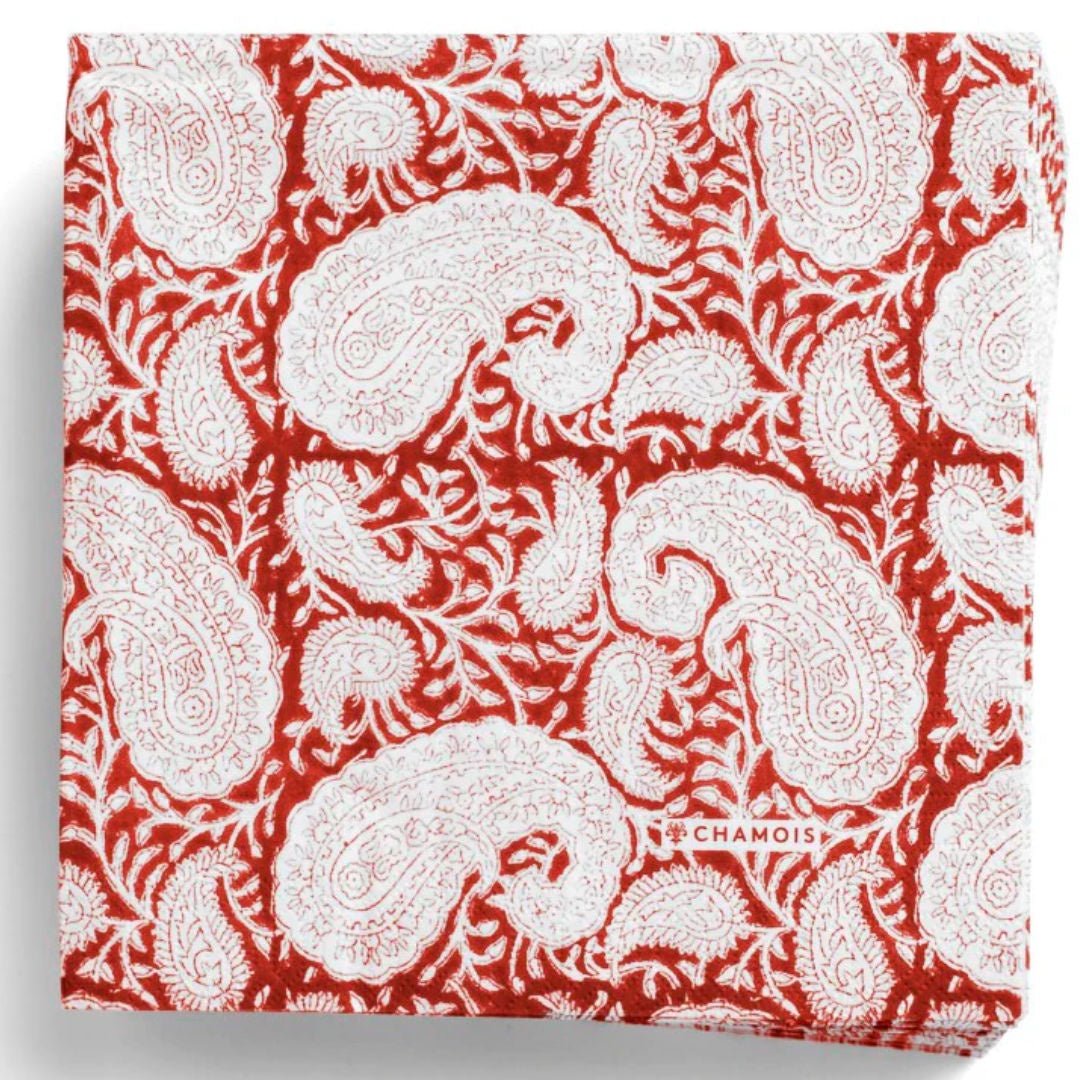 Paper Napkins | Big Paisley | Red | Pack of 50 - Suzie Anderson Home