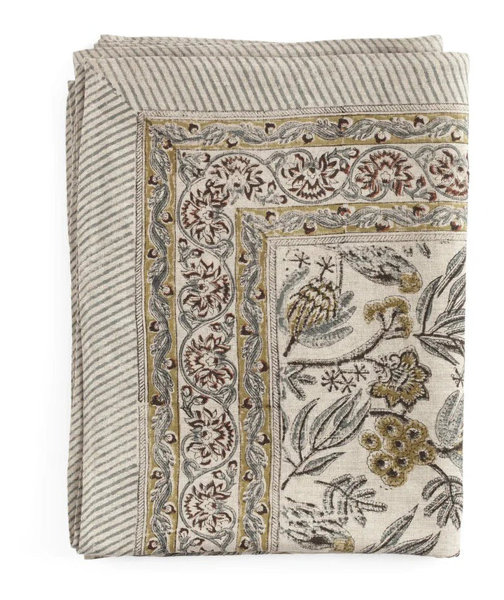 Parrot Linen Tablecloth | Blue | 150 x 350cm - Suzie Anderson Home
