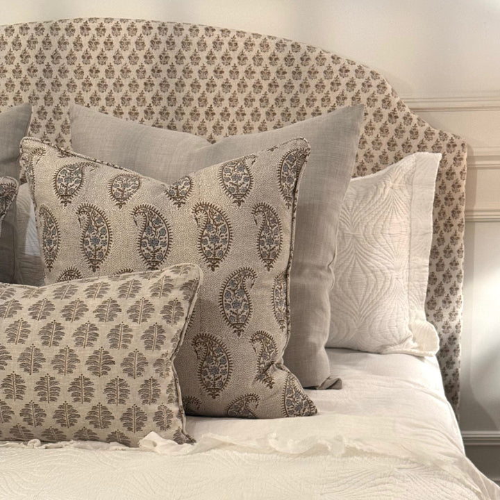 Penelope Upholstered Bedhead | Sanganer Sahara Linen | Queen