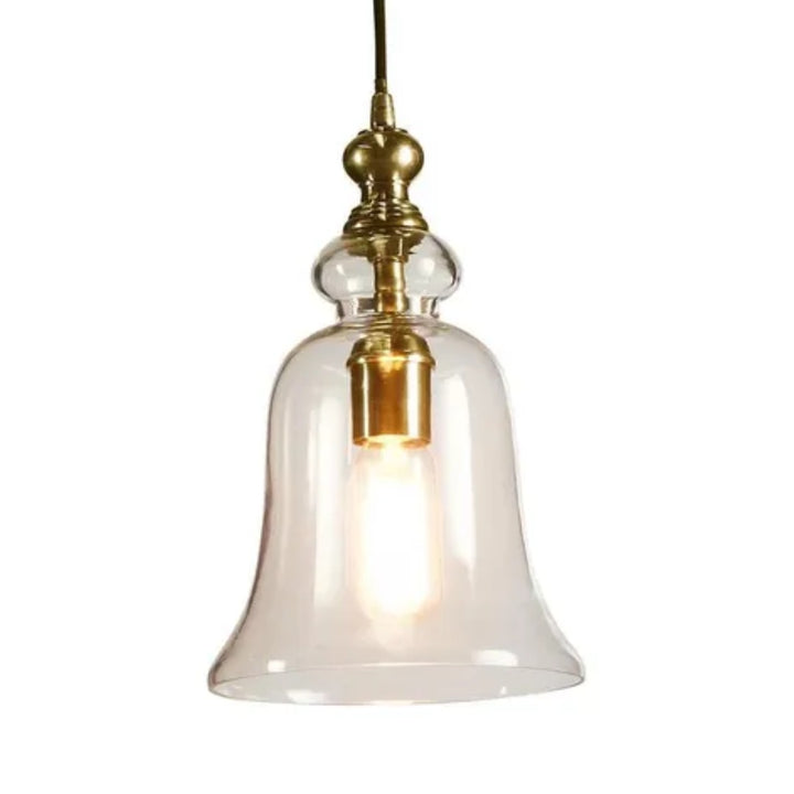 Tivoli Glass Pendant Light | Brass | W 20cm, H 32cm + Cord