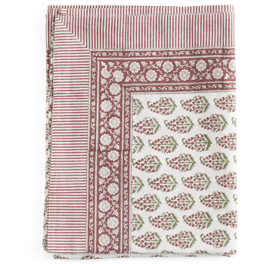 Persian Paisley Organic Cotton Tablecloth | Red Green White - Suzie Anderson Home