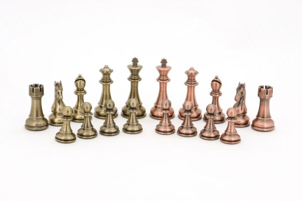 Dal Rossi Chess Set | 20" Lockable Walnut with Copper &amp; Bronze Pieces