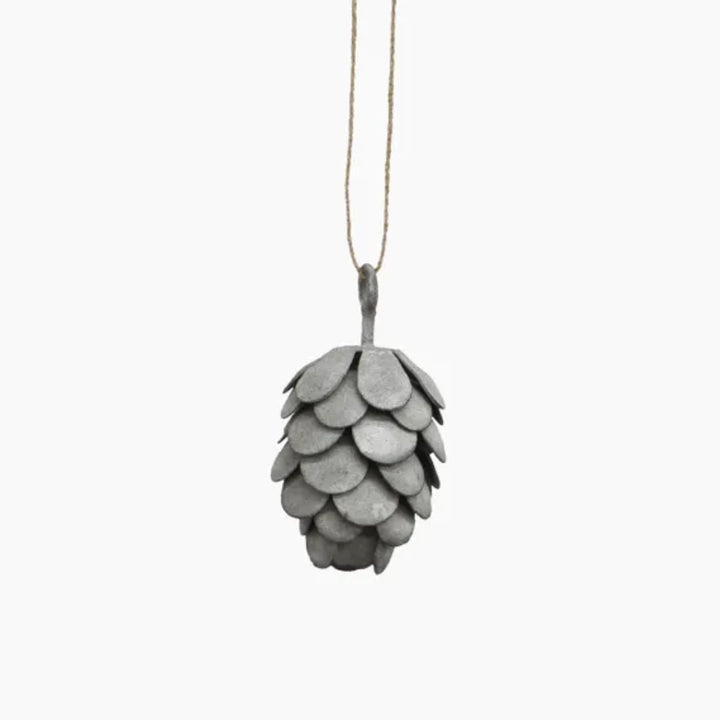 Hanging Pinecone Ornament | Short Ash Grey