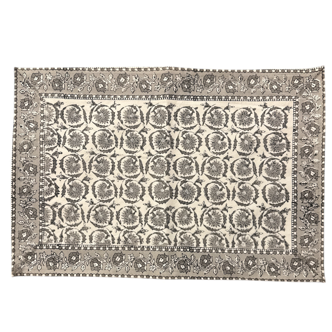Jaipur Cotton Placemat & Napkin Set (6) | Grey/White | Medallion