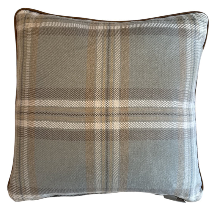 Colefax & Fowler Malone Check Cushion Cover | Old Blue | Piped | 50x50cm