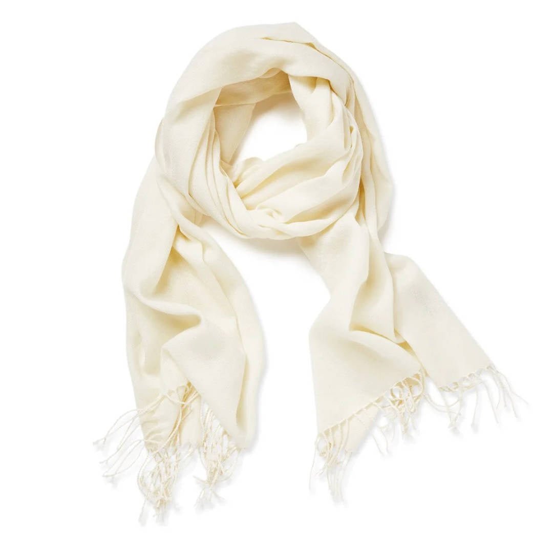 Plain Merino Wool Scarf – Cream | 60 x 180 cm - Suzie Anderson Home