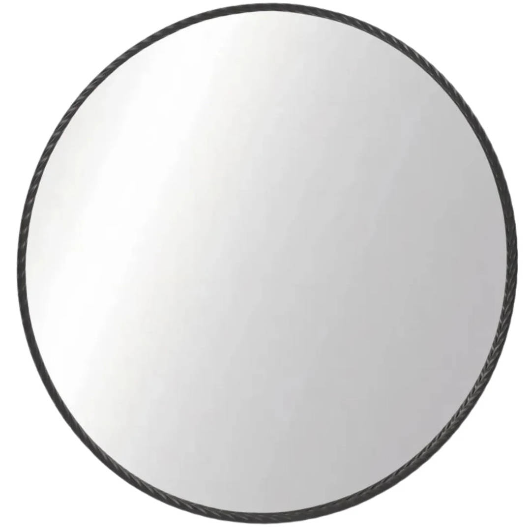 Plait Black Iron Round Mirror | 110cm