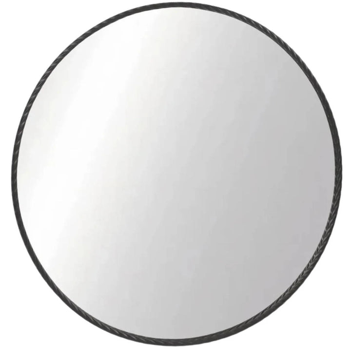 Plait Black Iron Round Mirror | 110cm