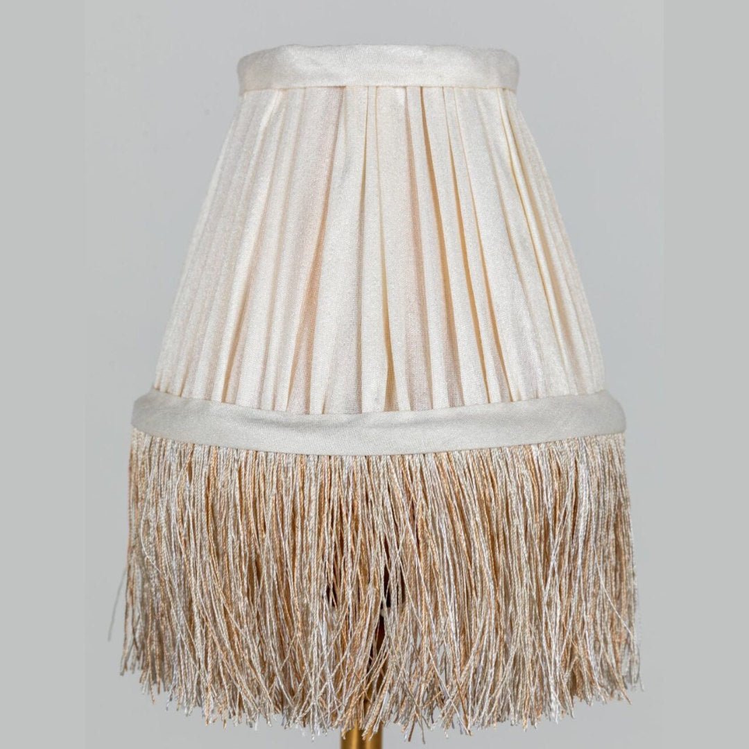Pleated Lamp Shade with Fringe | Ivoire | 12.5 x 7 x 10cm - Suzie Anderson Home