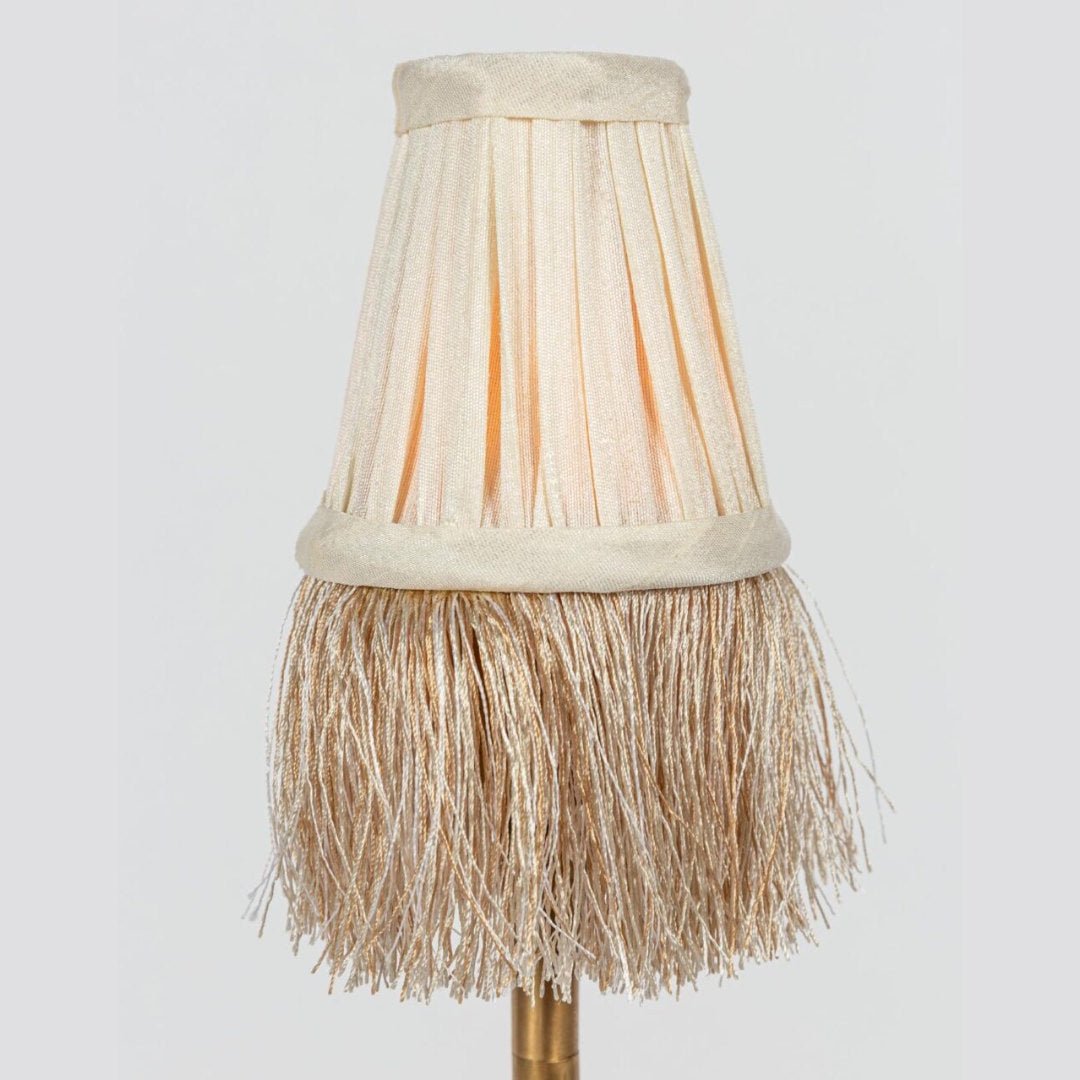 Pleated Lamp Shade with Fringe | Mini Ivoire | 8 x 4.5cm | - Suzie Anderson Home