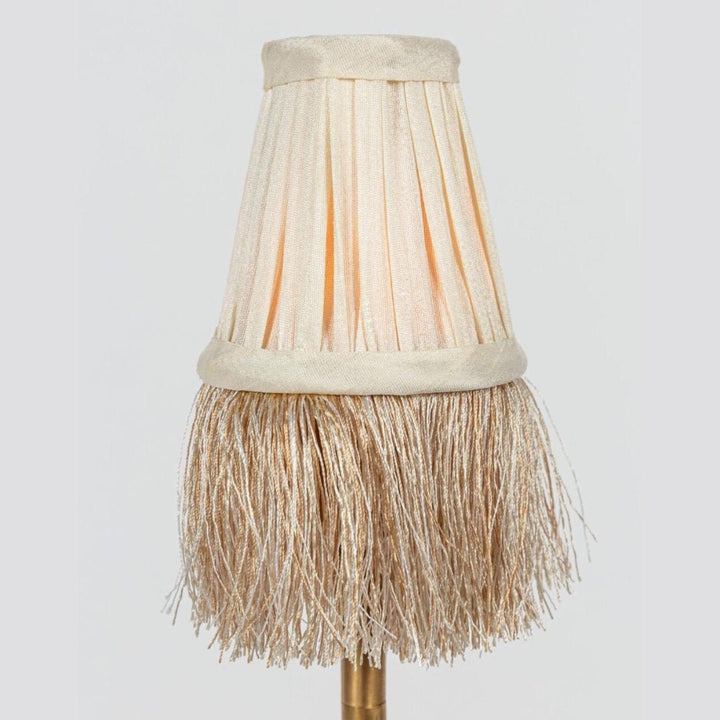 Pleated Lamp Shade with Fringe | Mini Ivoire | 8 x 4.5cm | - Suzie Anderson Home