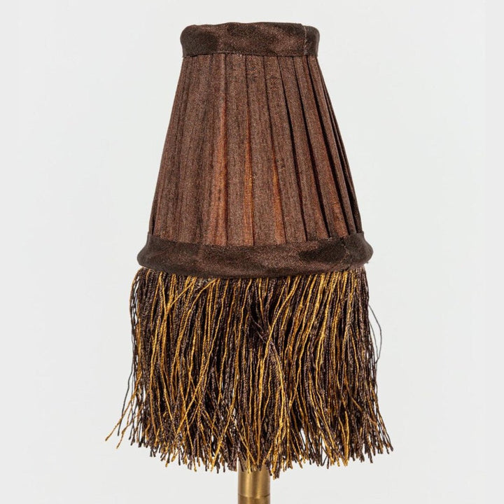 Pleated Lamp Shade with Fringe | Mini Taupe | 8 x 4.5cm - Suzie Anderson Home
