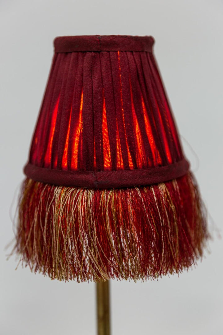 Pleated Lamp Shade with Fringe | Red | 12.5 x 7 x 10cm - Suzie Anderson Home