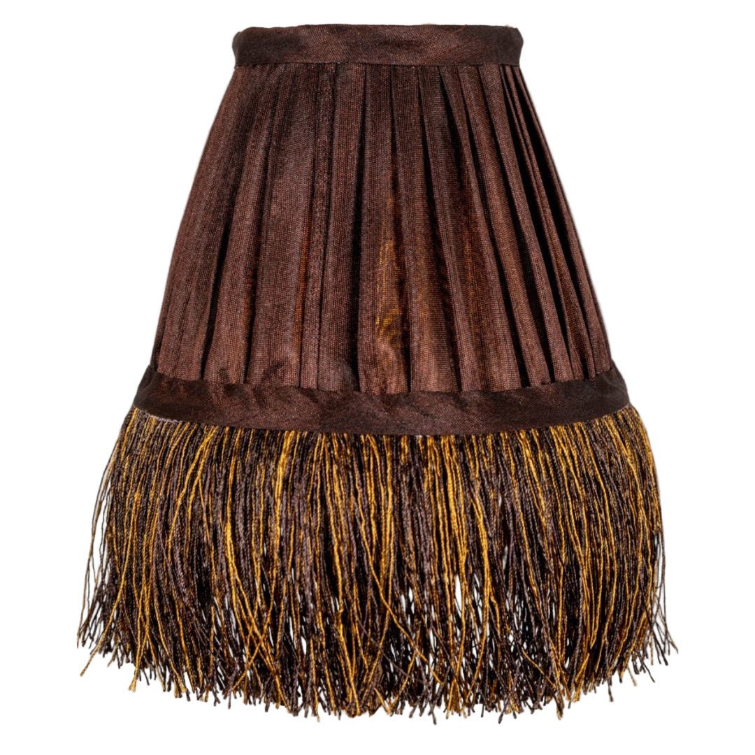 Pleated Lamp Shade with Fringe | Taupe | 12.5 x 7 x 10cm - Suzie Anderson Home