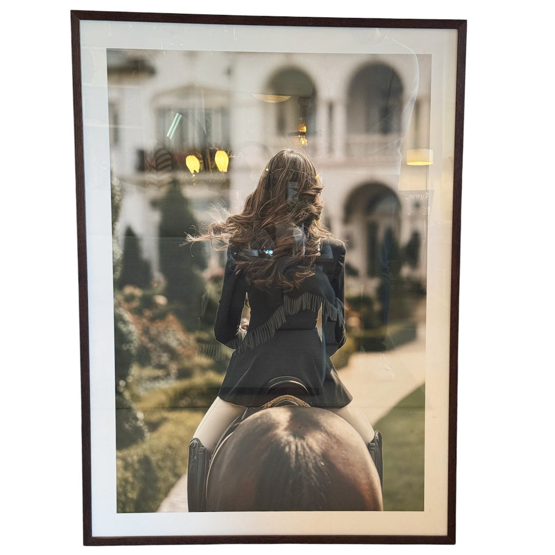 Poise Equestrian Wall Art | Paper 2030 | Espresso Box Frame with White Border | 81.2 x 114.8cm