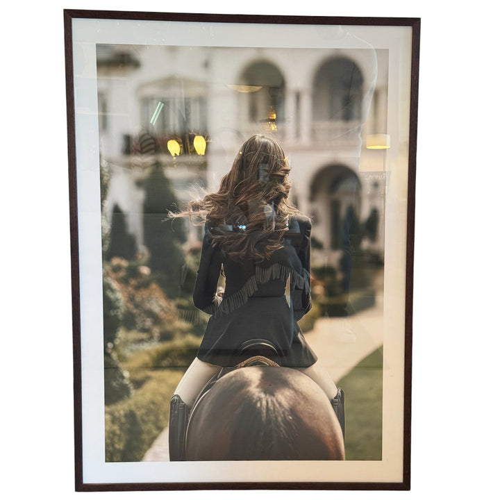 Poise Equestrian Wall Art | Paper 2030 | Espresso Box Frame with White Border | 81.2 x 114.8cm