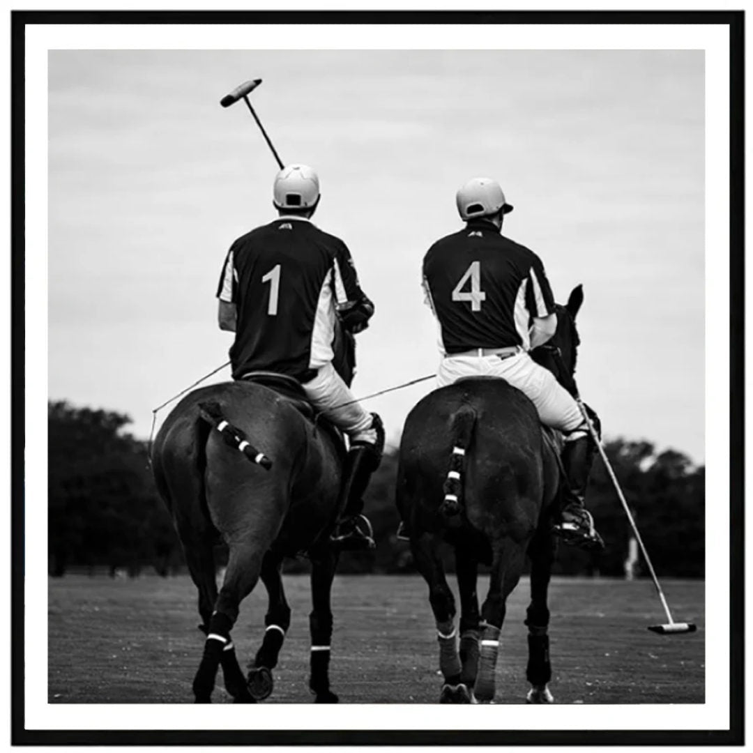 Polo Riders Wall Art | Paper 2030 | Black Box Frame with a White Border | 57.4 x 57.4cm - Suzie Anderson Home