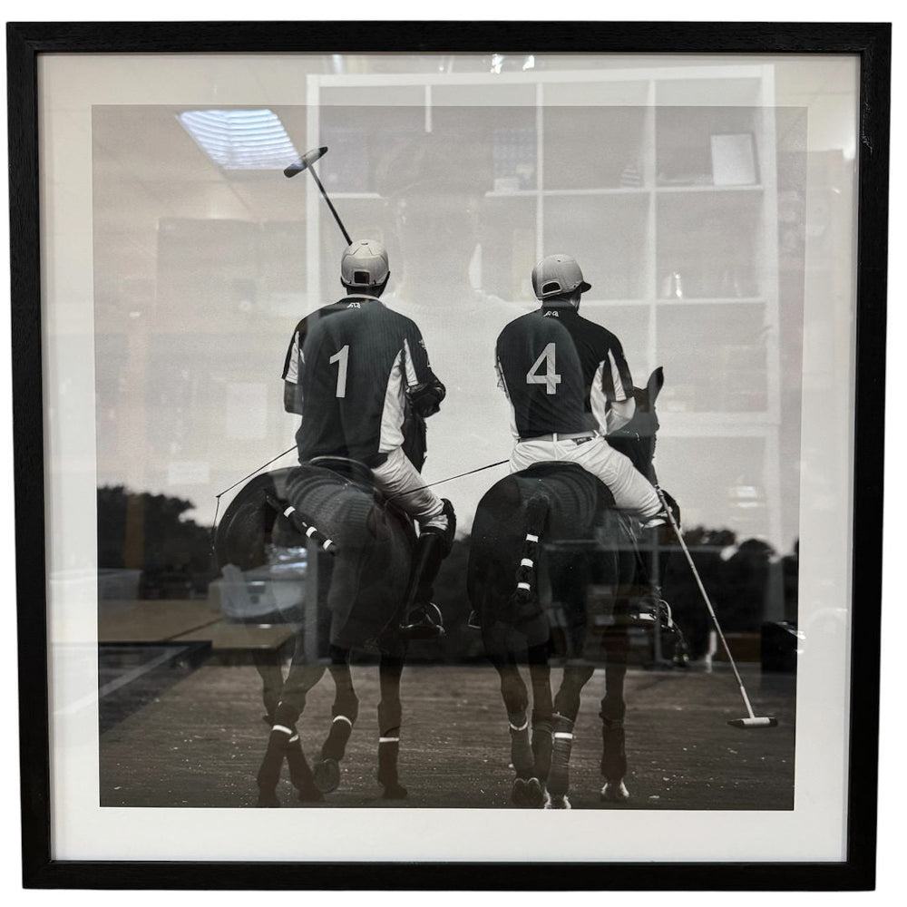 Polo Riders Wall Art | Paper 2030 | Black Box Frame with a White Border | 57.4 x 57.4cm - Suzie Anderson Home