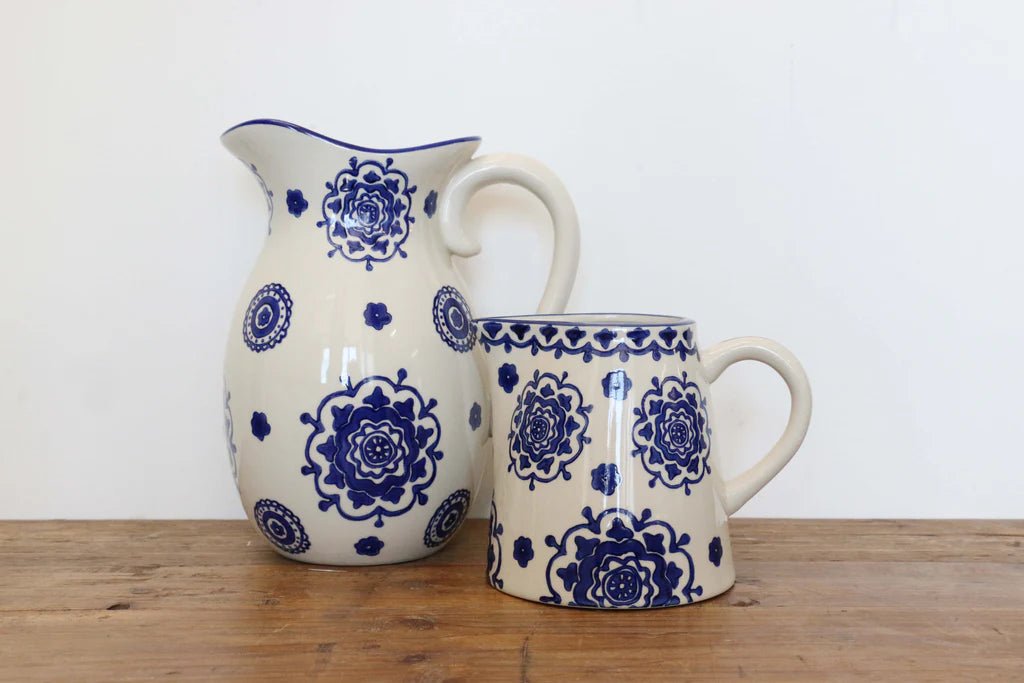 Porto Ceramic Blue & White Jug | Large - Suzie Anderson Home