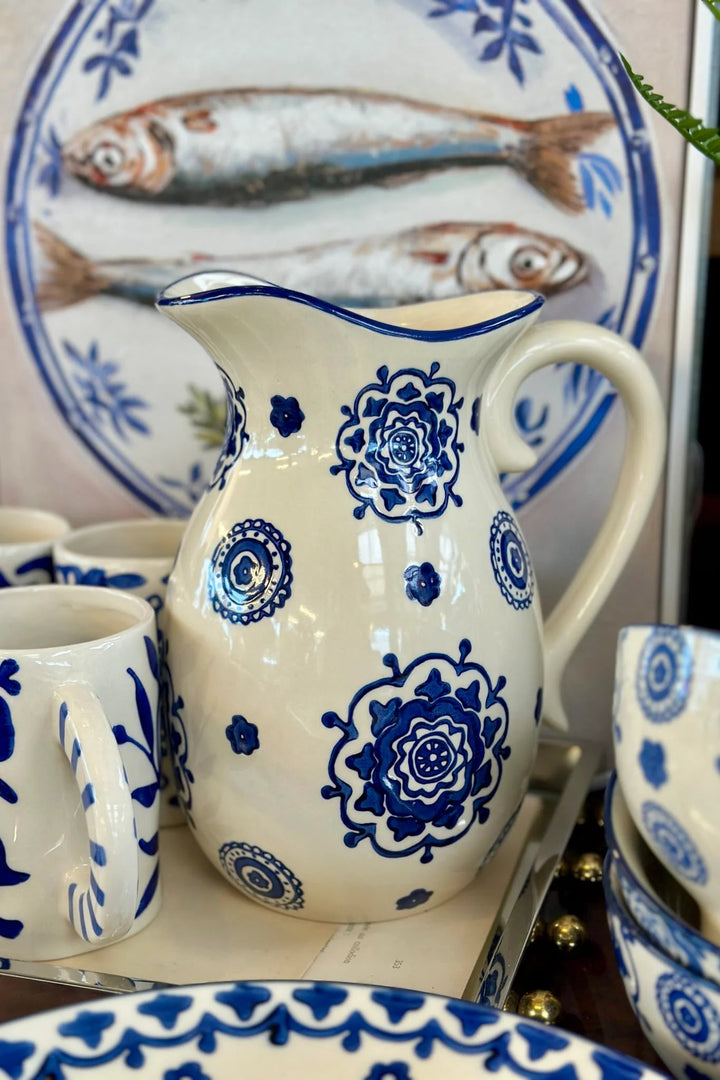 Porto Ceramic Blue & White Jug | Large - Suzie Anderson Home