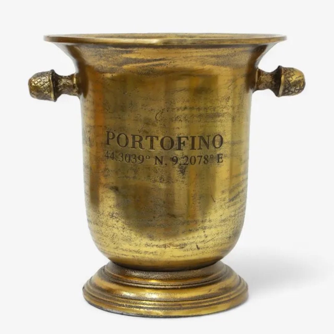 Portofino Aged Gold Tall Champagne Bucket - Suzie Anderson Home