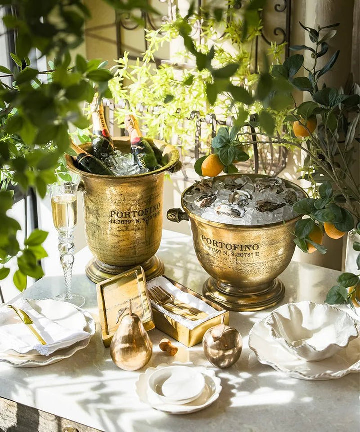 Portofino Aged Gold Tall Champagne Bucket - Suzie Anderson Home