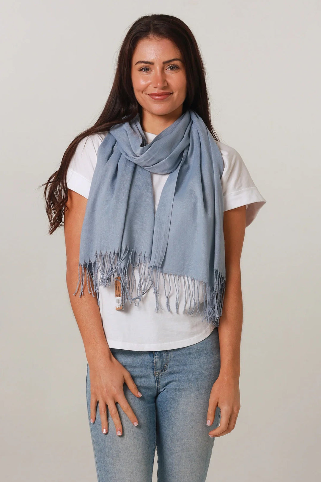 Powder Blue Tassel Edge Scarf KC0084 - Suzie Anderson Home