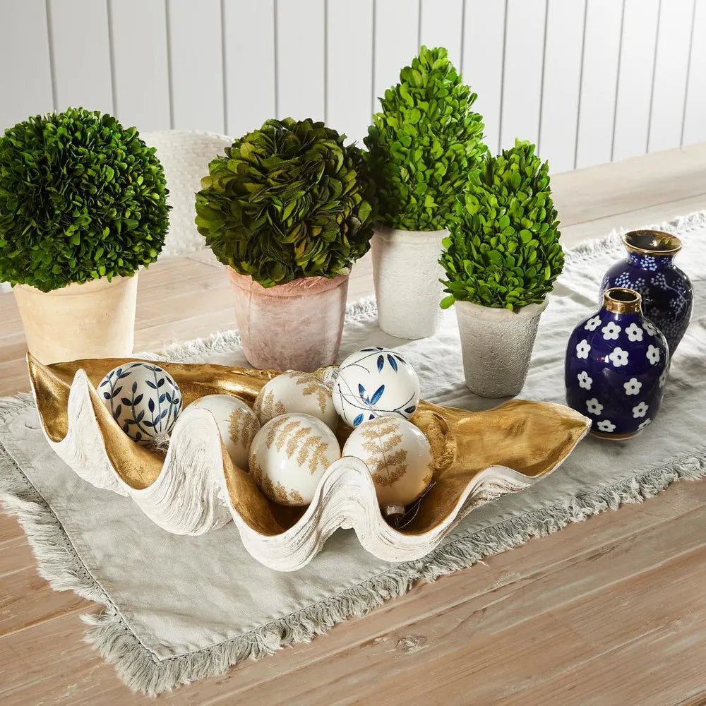 Preserved Holly Leaf Topiary in Custom Painted Pot - Suzie Anderson Home