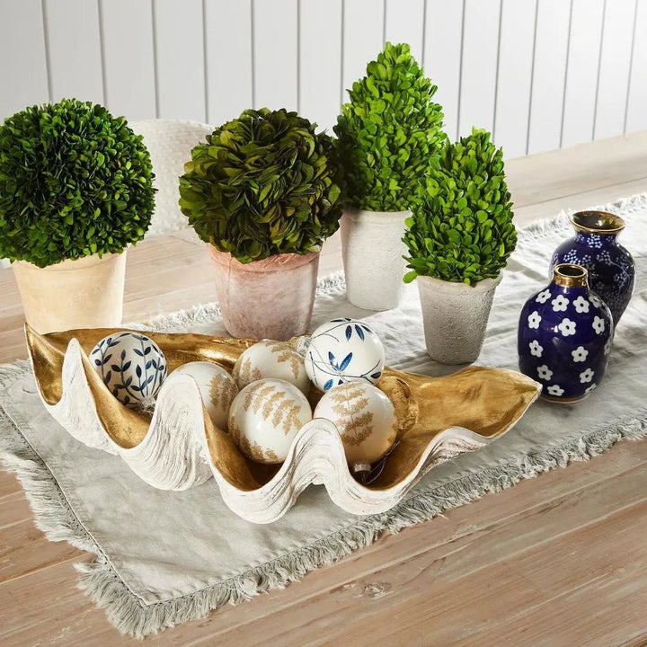 Preserved Holly Leaf Topiary in Custom Painted Pot - Suzie Anderson Home
