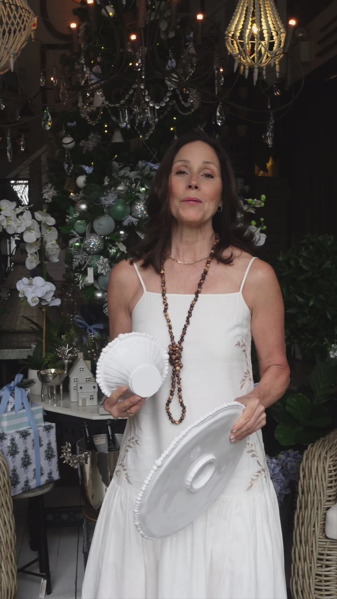 Pearl Cake Stand / Chip and Dip Plate W35cm | Melamine | White